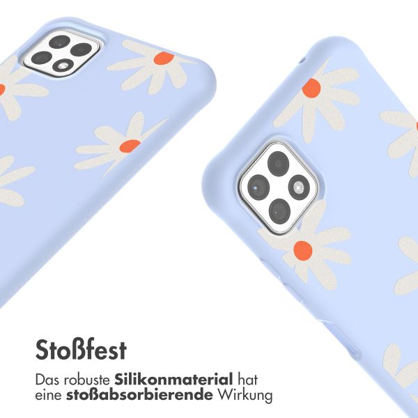 imoshion SilikonHülle design mit Band Samsung Galaxy A22 (5G) - Lila Flower Distance