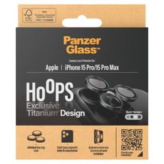 PanzerGlass Kameraprotektor Hoops Optic Rings für das Apple iPhone 15 Pro / 15 Pro Max - Black Titanium