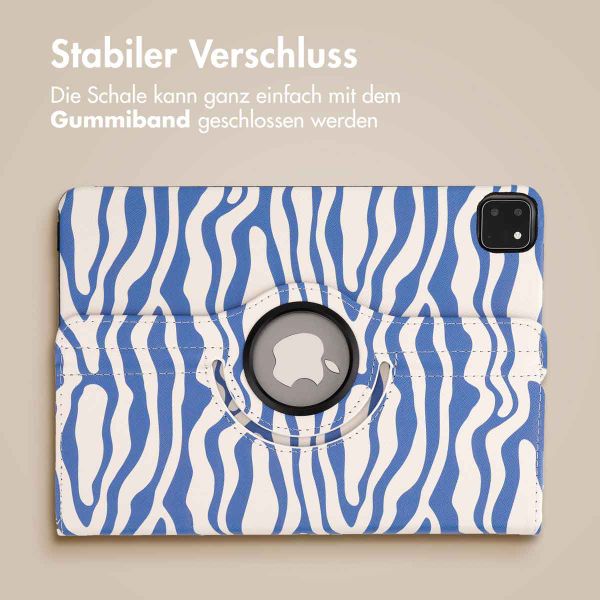 imoshion 360° drehbare Design Klapphülle Apple iPad Pro 11 (2022 / 2021 / 2020 / 2018) - White Blue Stripes