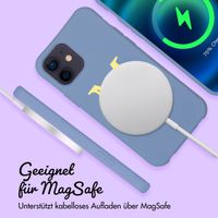 Personalisierte Color Backcover MagSafe mit abtrennbarem Band und Buchstaben für iPhone 12 Pro - Ash Blue