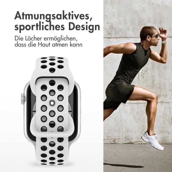 imoshion Sportarmband⁺ für das Apple Watch Series 1 bis 9 / SE (38/40/41 mm) | Series 10 / 11 (42 mm) - Größe M/L - Pure Platinum & Black