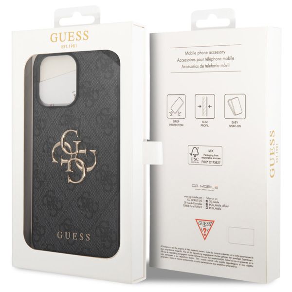 Guess 4G Metal Logo Back Cover für das iPhone 14 Pro Max - Grau