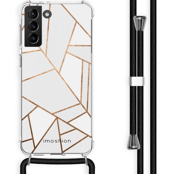 imoshion Design Hülle mit Band für Samsung Galaxy S21 Plus - White Graphic