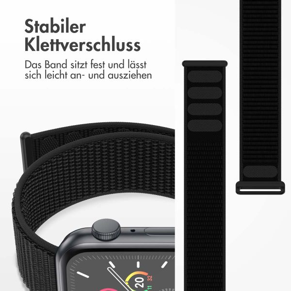 imoshion Nylonarmband für das  Apple Watch Series 1 t/m 9 / SE (38/40/41 mm) | Series 10 / 11 (42 mm) - Schwarz