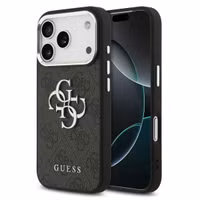 Guess 4G Metal Logo Back Cover Apple iPhone 17 Pro - Silver Edge - Black