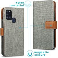 imoshion Luxuriöse Canvas-Klapphülle Samsung Galaxy A21s - Grau