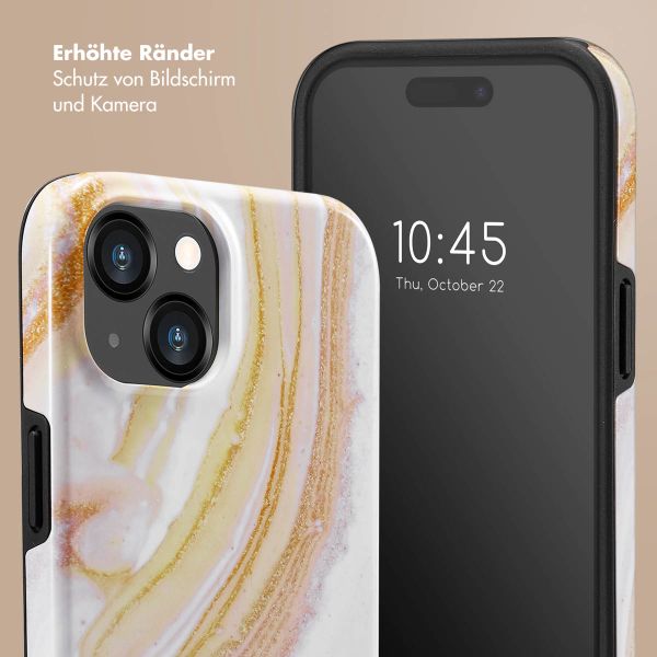 Selencia Vivid Tough Back Cover für das iPhone 15  - Chic Marble Gold