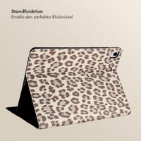 Selencia Sabi Klapphülle mit Leopardenmuster Samsung Galaxy Tab S11 - Soft Ivory