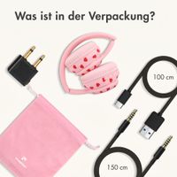 imoshion Kabellose Kinderkopfhörer LED Light - Dezibelbegrenzer - Mit AUX-Kabel - Herzchen