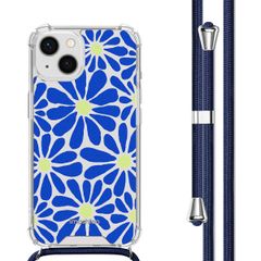 imoshion Design Hülle mit Band Apple iPhone 13 - Cobalt Blue Flowers Connect