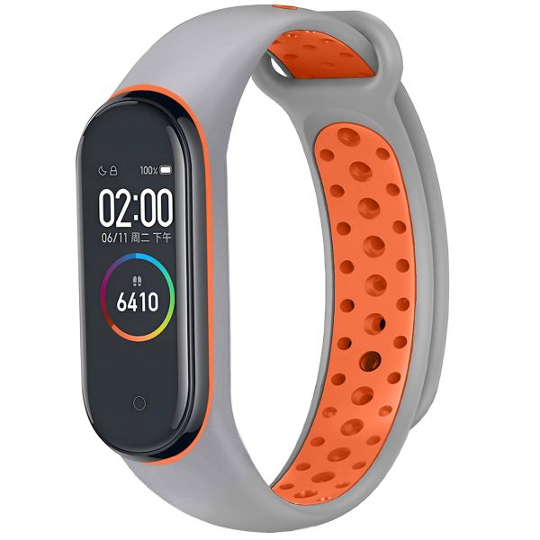 imoshion Silikonband Sport für das Xiaomi Mi Band 3 / 4 - Grau / Orange