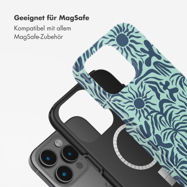 Selencia Vivid Tough Back Cover mit MagSafe für das iPhone 15 Pro Max - Tropical Vibes Light Blue