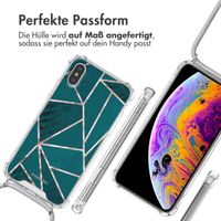 imoshion Design Hülle mit Band Apple iPhone X / Xs - Petrol Green Graphic