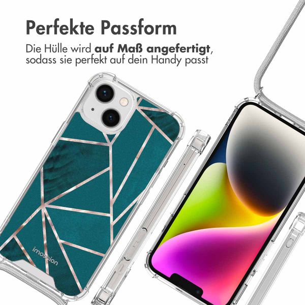 imoshion Design Hülle mit Band Apple iPhone 14 - Petrol Green Graphic