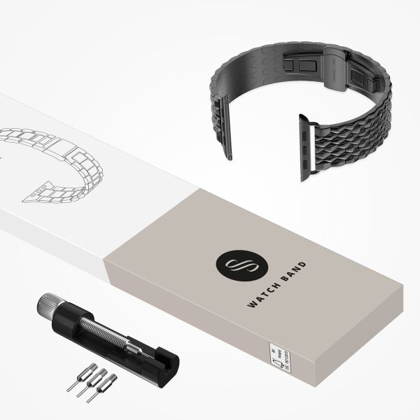 Selencia Drachenarmband aus Stahl für die Apple Watch Series 1 bis 9 / SE (38/40/41 mm) | Series 10 (42 mm) - Schwarz
