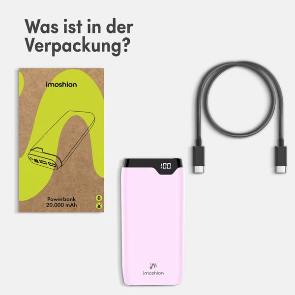 imoshion Powerbank 20.000 mAh - 22,5W Schnellladegerät - USB-C / USB-A - Rosa