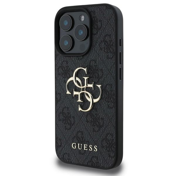 Guess 4G Metal Logo Back Cover für das iPhone 16 Pro - Schwarz