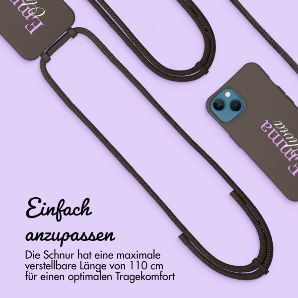 Personalisierte Color Backcover MagSafe mit abtrennbarem Band und Namen für iPhone 13 - Black Coffee