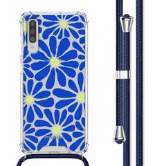 imoshion Design Hülle mit Band Samsung Galaxy A70 - Cobalt Blue Flowers Connect