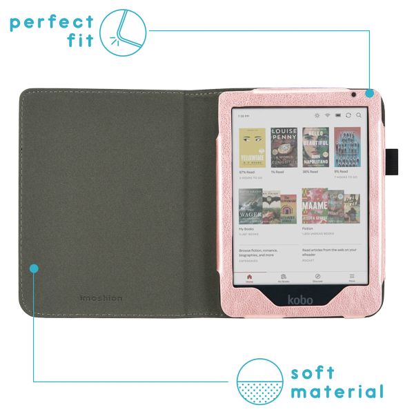 imoshion Vegan Leather Klapphülle Kobo Clara Colour / BW - Rosé gold