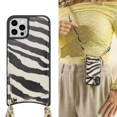 Selencia Nova HandyHülle mit Kordel und Kartenhalter Apple iPhone 12 (Pro) - Zazzy Zebra