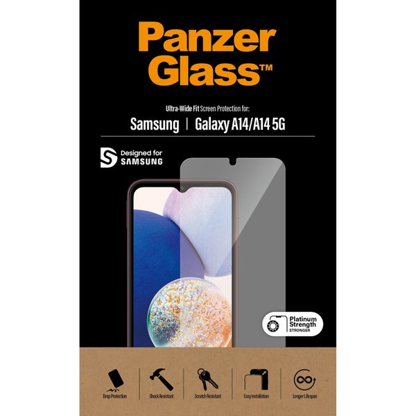 PanzerGlass Ultra-Wide Fit Antibakterieller Displayschutz für das Samsung Galaxy A14 (5G/4G)