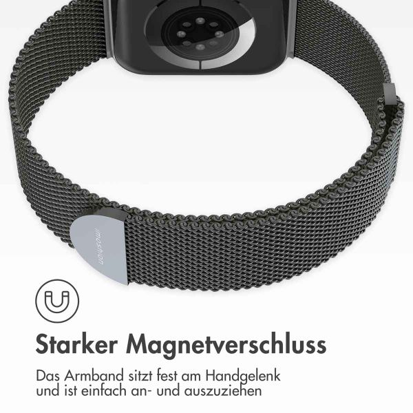 imoshion Magnetisches Milanaise Armband für das  Apple Watch Series 1 - 11 / SE / Ultra (44/45/46/49 mm) - Größe S - Space Grey