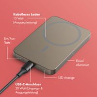 Selencia Vivid Powerbank 5.000 mAh - MagSafe und Qi2 - Desert Gold / Rosy Marble