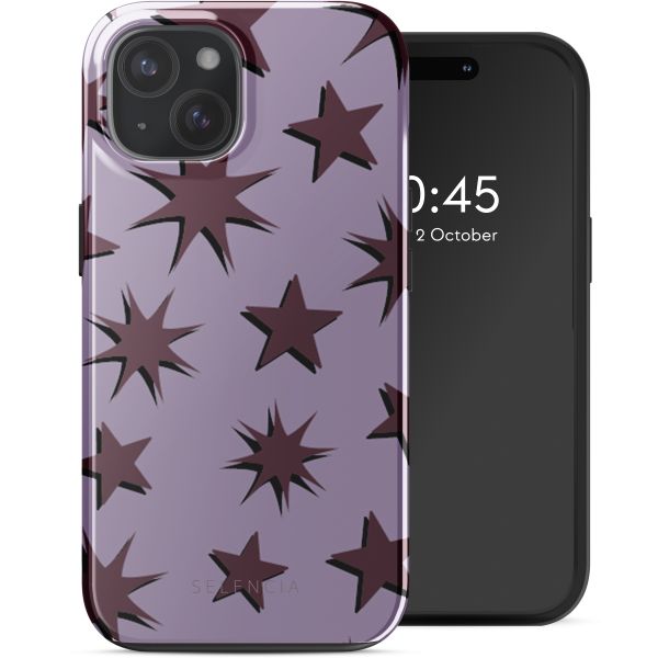 Selencia Vivid Tough Back Cover MagSafe für das iPhone 15 - Stars Plum Lilac