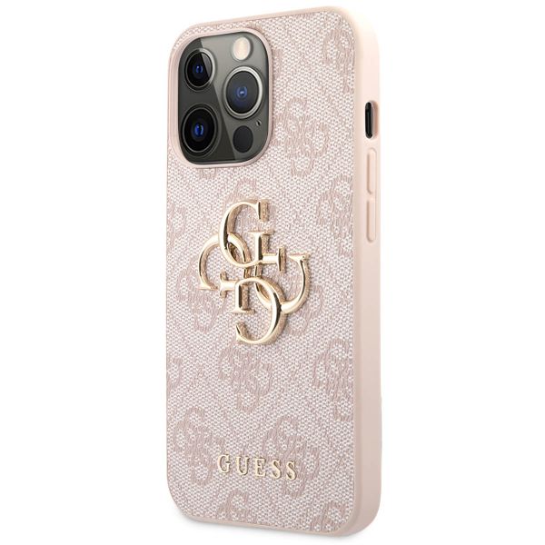 Guess 4G Metal Logo Back Cover Apple iPhone 13 Pro - Roze & Goud / Pink & Gold