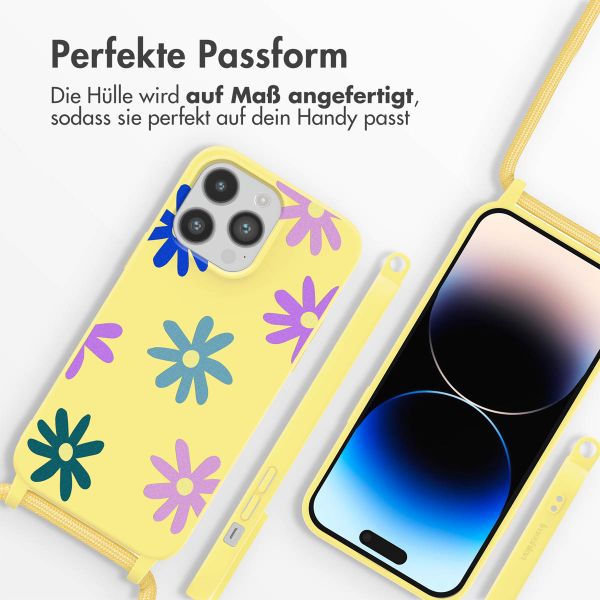 imoshion Silikonhülle design mit Band für das iPhone 14 Pro - Yellow Flower Distance