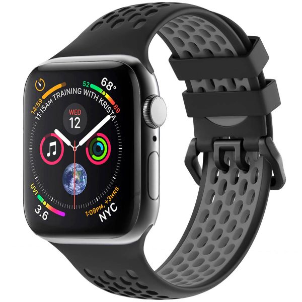 imoshion Silikonsportarmband Buckle für das Apple Watch Series 1 bis 9 / SE (38/40/41 mm) | Series 10 (42 mm) - Schwarz / Grau