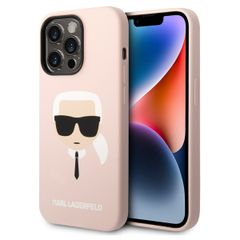 Karl Lagerfeld Karl's Head Liquid Silikonhülle MagSafe iPhone für das 14 Pro Max - Rosa