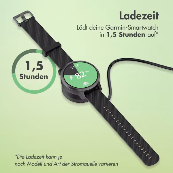 imoshion Ladestation für die Garmin Smartwatch | USB-A-Ladekabel - 1 Meter - Schwarz