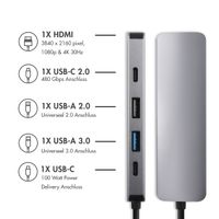 Accezz 5-in-1 USB-C Hub - 4K 30Hz Ultra HD - 100 Watt Laden - Dockingstation