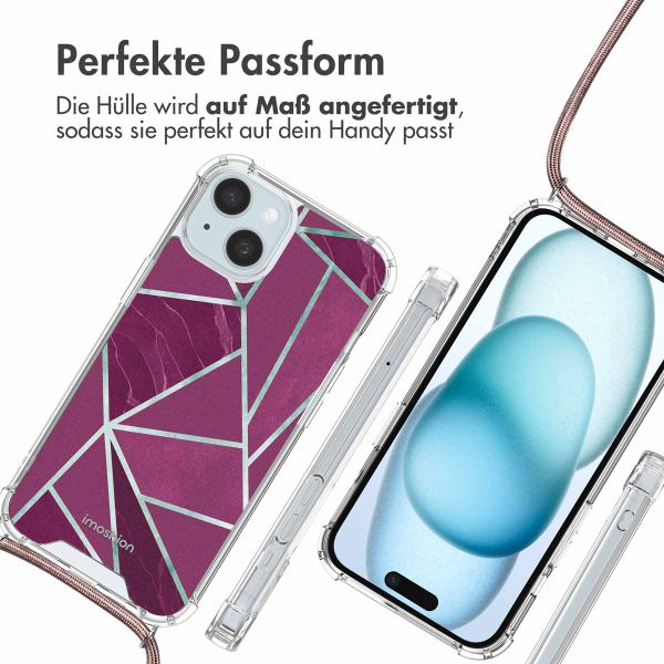 imoshion Design Hülle mit Band Apple iPhone 15 - Bordeaux Graphic