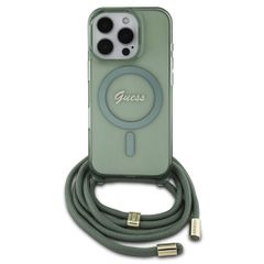 Guess MagSafe IML Back Cover mit crossbody cord Apple iPhone 16 Pro - Grün