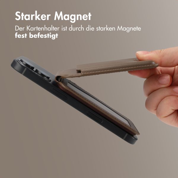 Accezz Magnetische Leder-Wallet mit Standfunktion - Geeignet für Apple Find My - Coffee Brown