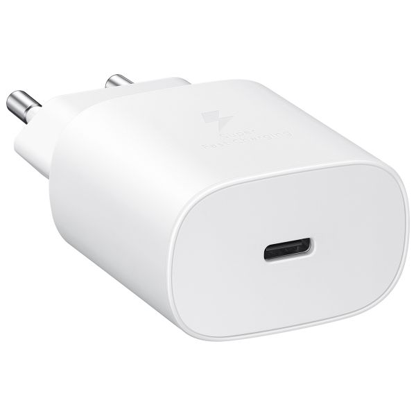 Samsung Original USB-C-zu-USB-C-Kabel - 1 meter - 25 Watt - Weiß + Original Fast Charging Adapter USB-C Oplader - in Fabrikverpackung - 25 Watt - Weiß