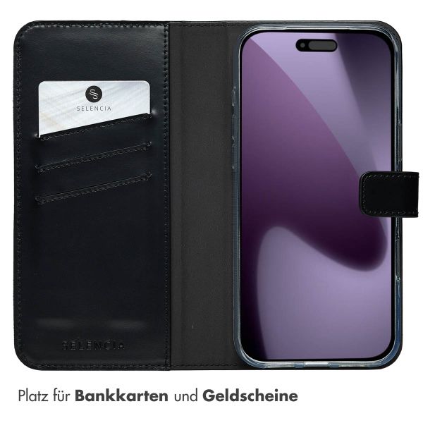Selencia Echtleder Klapphülle Apple iPhone 17 Pro Max - Schwarz