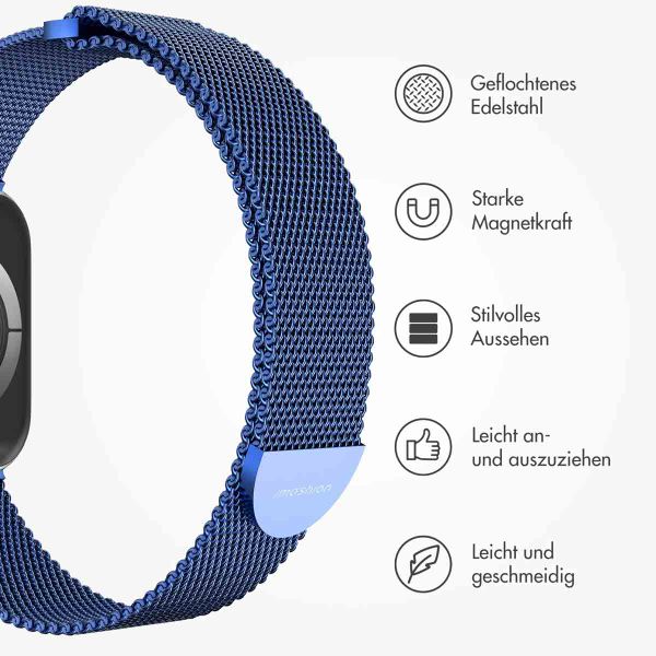 imoshion Magnetisches Milanaise Armband für das  Apple Watch Series 1 - 9 / SE (38/40/41 mm) | Series 10 / 11 (42 mm) - Größe S - Blau