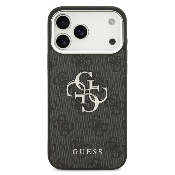 Guess 4G Metal Logo Back Cover Apple iPhone 17 Pro - Silver Edge - Black