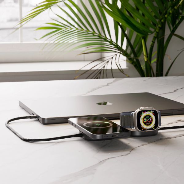 Zens Pro 3 USB-C-Kabel mit kabellosem Ladegerät für Telefon / Earbuds / Apple Watch - MagSafe und Qi2 - Schwarz