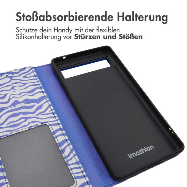 imoshion Design Klapphülle Google Pixel 6a - White Blue Stripes