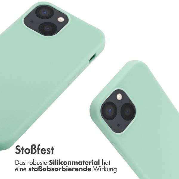 imoshion Silikonhülle mit Band für das iPhone 13 Mini - Mintgrün