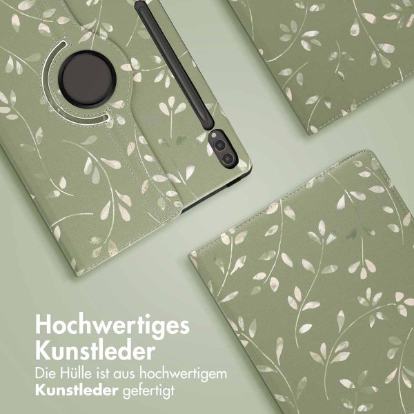 imoshion 360° drehbare Design Klapphülle für das Samsung Galaxy Tab S10 Ultra / Tab S9 Ultra - Green Flowers