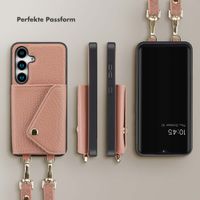 Selencia Sera HandyHülle mit Kordel und Umschlag-Kartenhalter Samsung Galaxy S24 / S25 - Old Pink