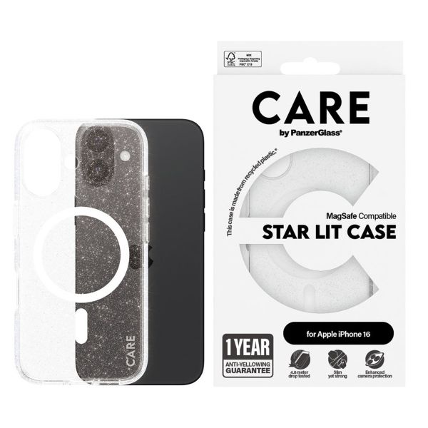 CARE by PanzerGlass Star Lit Case MagSafe für das iPhone 16 - Weiß