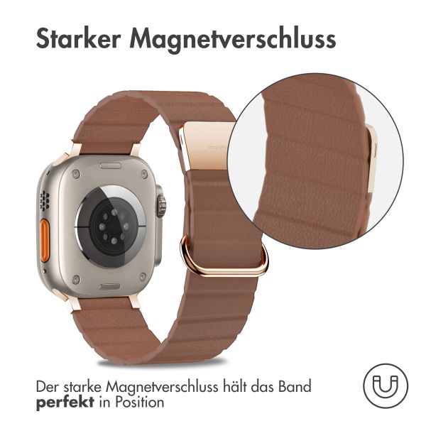 imoshion Magnetlederarmband für Apple Watch Series 1 - 11 / SE / Ultra (44/45/46/49 mm) - Braun