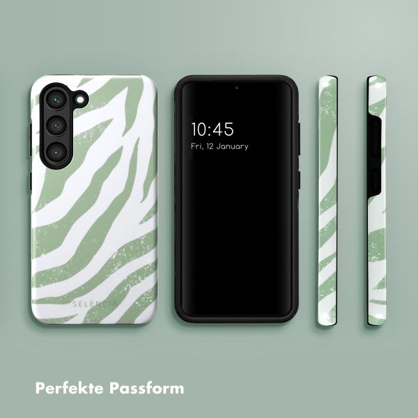 Selencia Vivid Back Cover Samsung Galaxy S23 - Colorful Zebra Sage Green
